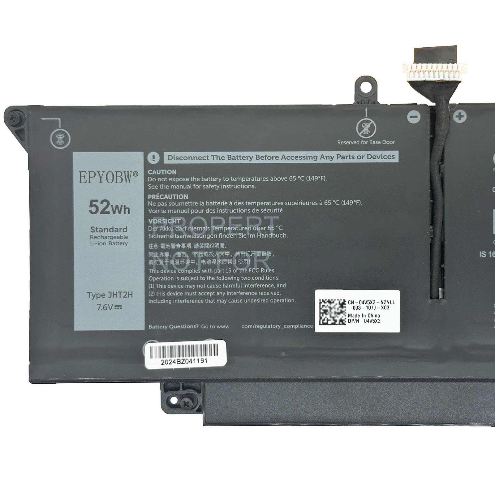 Amazon.com: EPYOBW JHT2H Battery 52Wh 6500mAh 4-Cell 7.6V