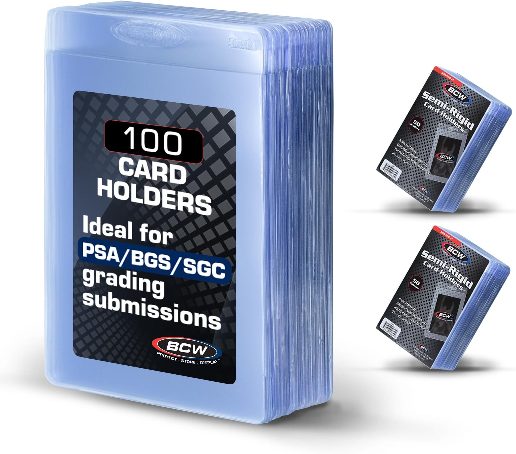 BCW Semi Rigid Card Holder 100 ct Trading Card Sleeves PSA, BGS