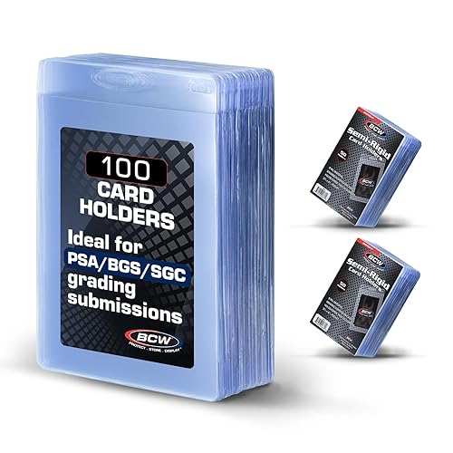 BCW Semi Rigid 1 Card Holder - 100 ct Trading Card Sleeves | PSA, BGS, SGC & CSG Grading Submission Sleeves for Cards | Sports Card, MTG Card Sleeves, Pokemon Card - Save or Grade! - 100