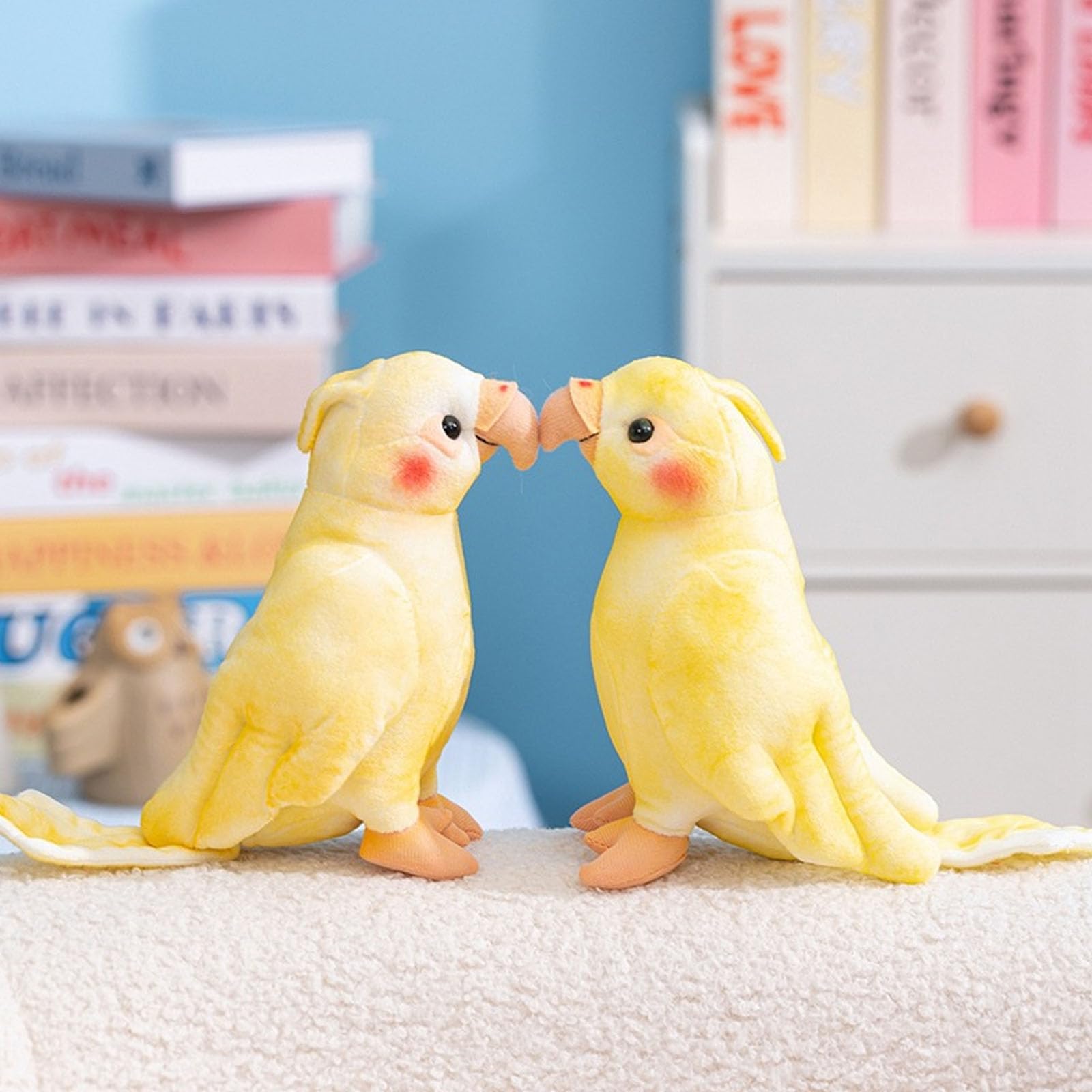 pluszowa zabawka, Śliczna żółta pluszowa papuga, miękka wypchana Lovebird, urocza przytulanka prezent dla dzieci i miłośników ptaków