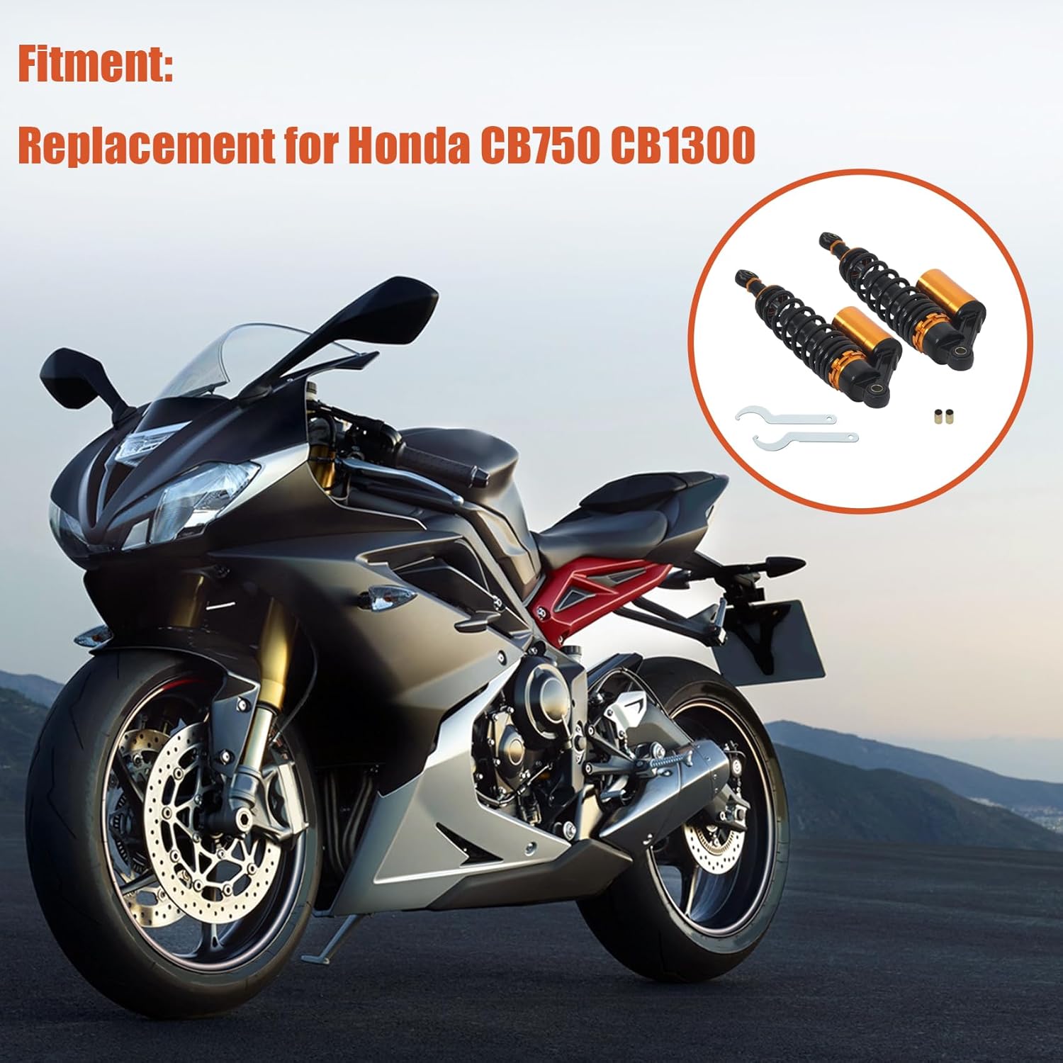 labwork Universal 12.5 Inch 320mm Rear Adjustable Suspension Air Shock Motorcycle Absorber Replacement for Honda CB750 CB1300 Replacement for Yamaha