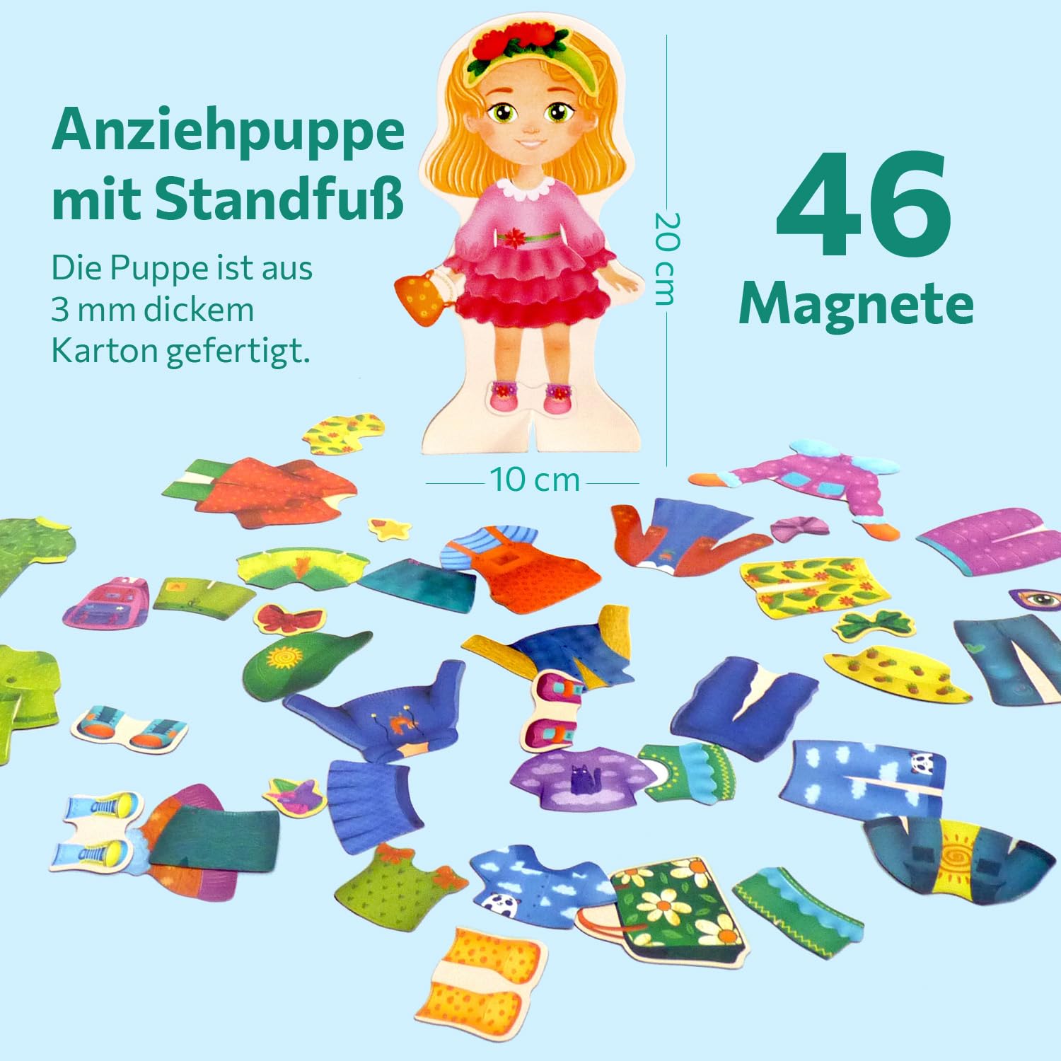 MAGNIKON Muñeca magnética de Eva la muñeca, muñecos magnéticos para vestir, muñecos magnéticos, juguetes para viajar, libro de vestir, juego magnético con 46 imanes