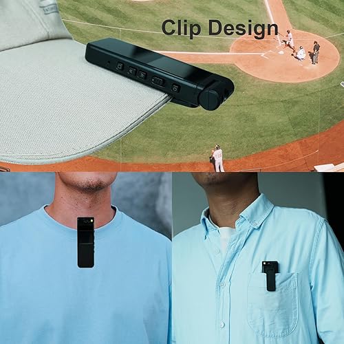 Miniatura 5 de Lenofocus Cámara de cuerpo 2K Cámara de vídeo portátil Gorra de béisbol Lente giratoria Pantalla de 1.3 "Tarjeta de memoria de 64 GB Videocámara de