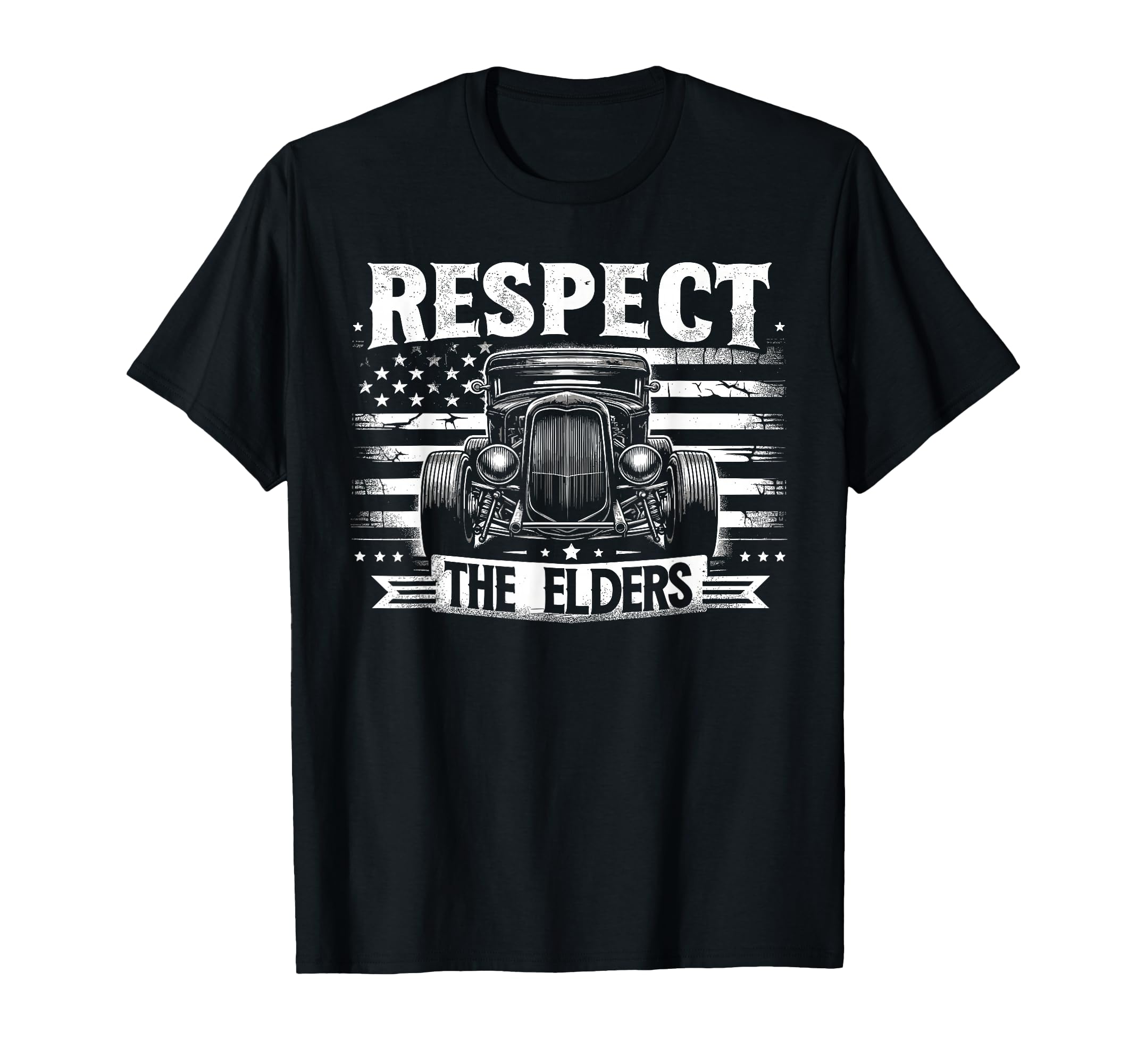 Hot Rod Grandpa, Respect The Elders, Patriotic Rat Rod Car T-Shirt