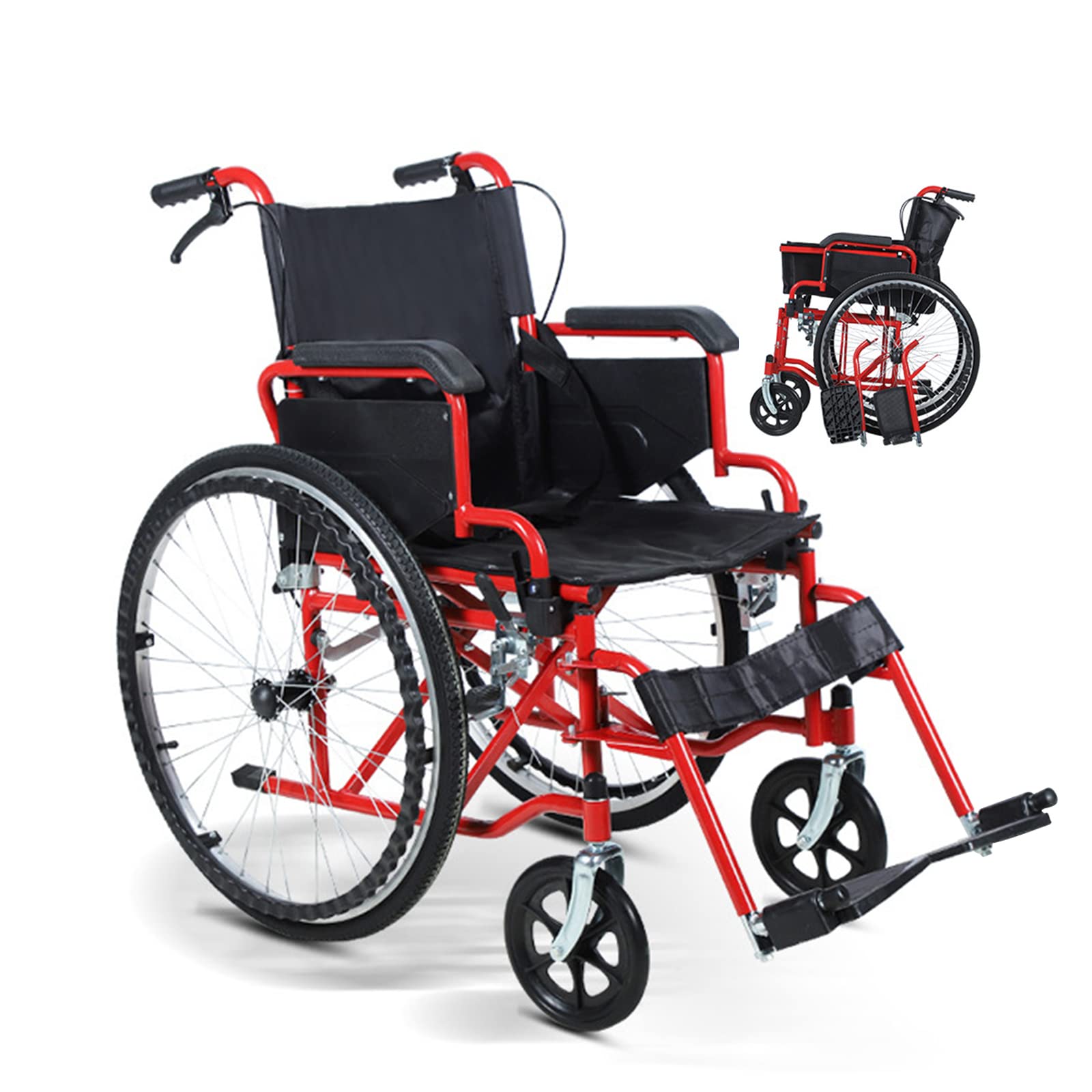 Silla de Ruedas,Silla de Ruedas Manual Ligera,Sillas de Ruedas Plegables Ligeras,Reposapiés Abatibles/Black