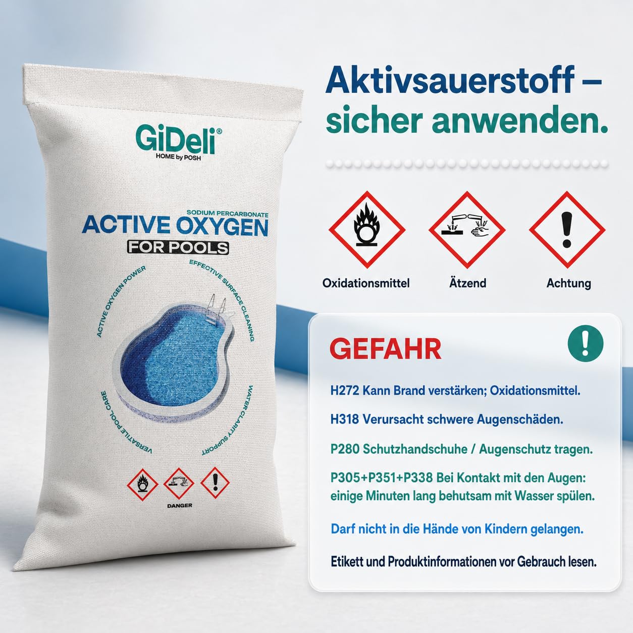 GiDeli Aktivsauerstoff Pool 25 kg - Natriumpercarbonat Granulat Chlorfrei