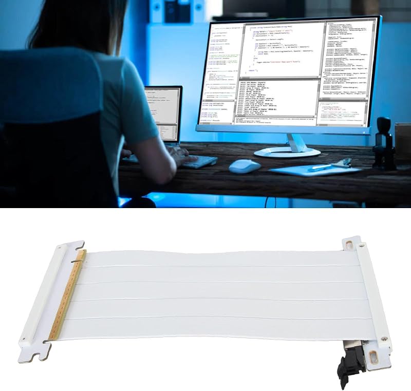 VBESTLIFE PCIe 4.0 X16 Riser kábel fehér, GPU bővítő 180° RTX 4090/4080/4070/RX7900