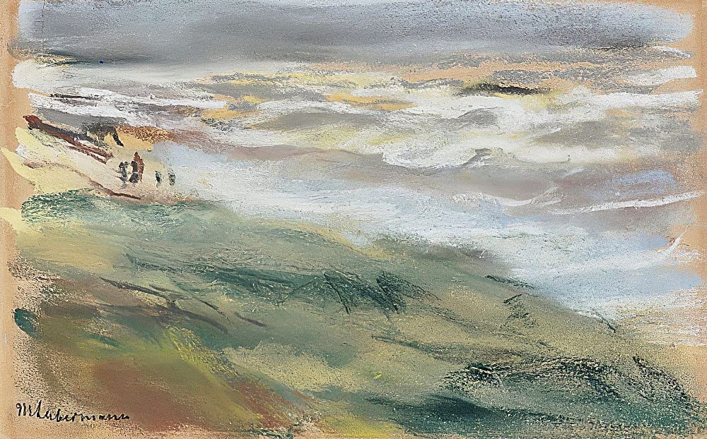 Peinture Max Liebermann Promeneurs à la plage de Noordwijk affiche moderne tableau 60x90
