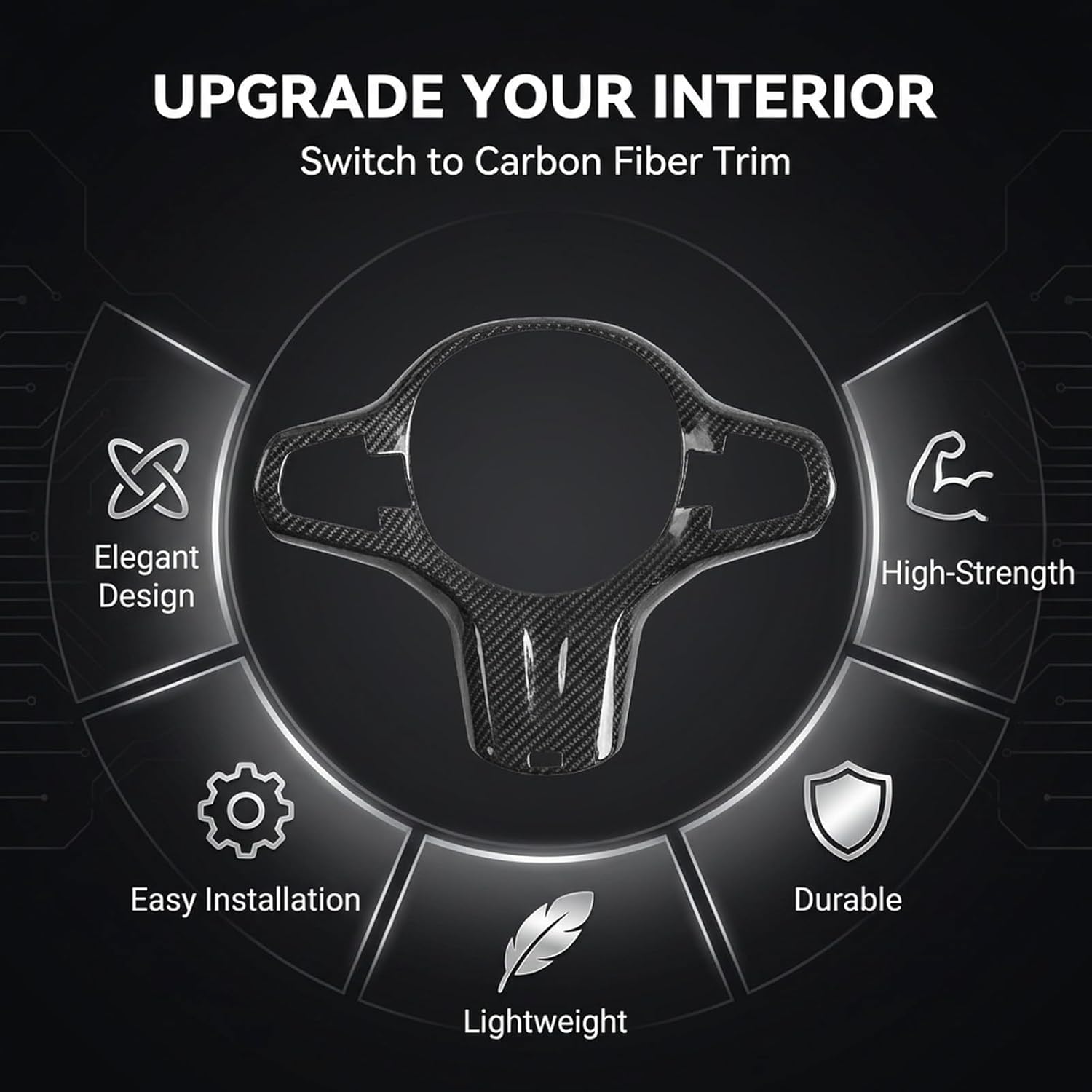 Dry Carbon Fiber Steering Wheel Cover Trim for 5 Series G30 M Sport 2018+ – Scratch-Resistant Luxury Interior Upgrade, Easy Installation for Sedan & SUV