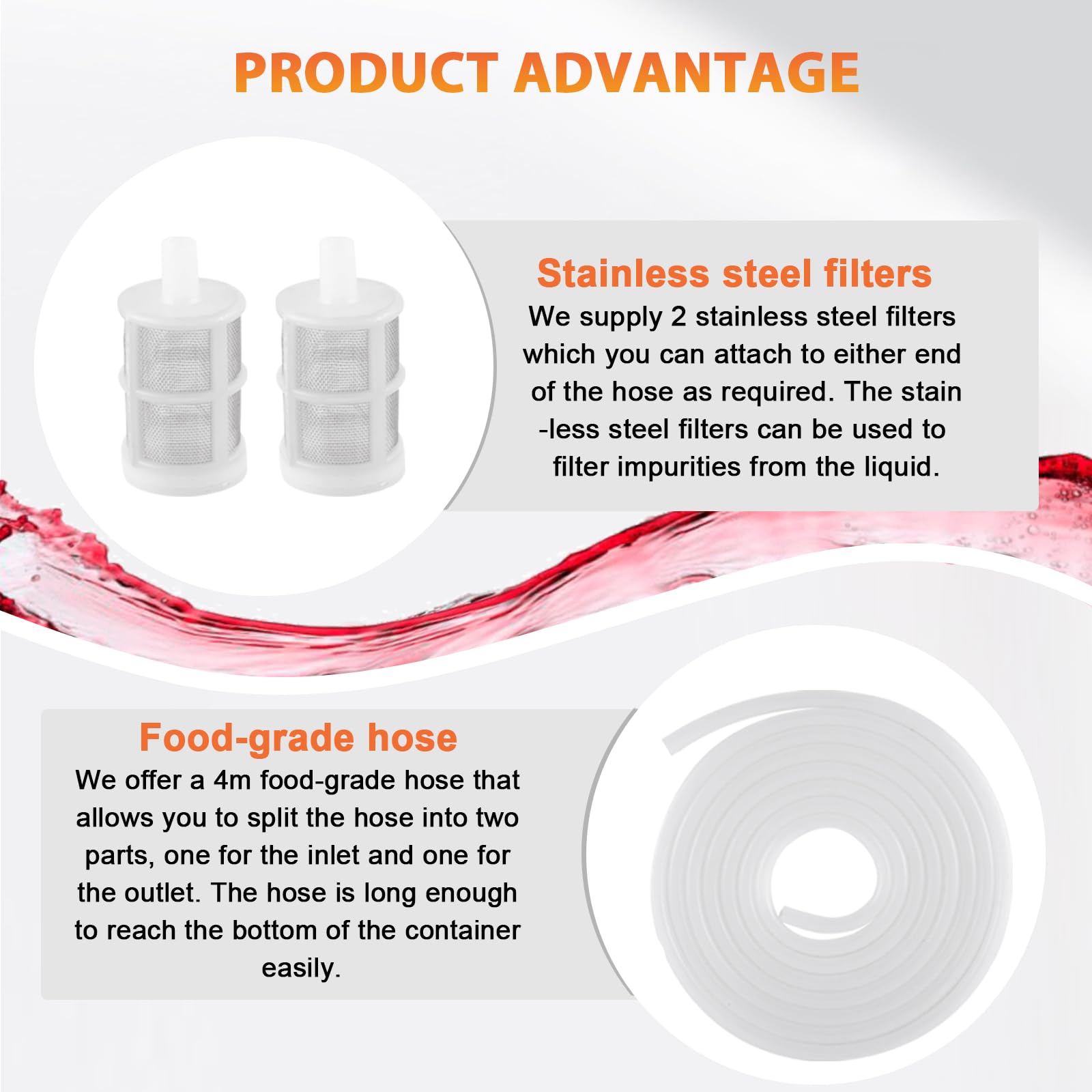 YUCHENGTECH Homebrew Pompe de transfert de vin électrique de qualité alimentaire auto-amorçante à vitesse réglable avec tuyau de 4 m et 2 filtres Faible bruit Idéal pour pomper du vin, de la bière et