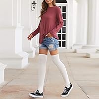 Vista 7 de Zando Paquete de 6 calcetines de algodón para mujer, por encima de la rodilla, calcetines a rayas para botas y calentadores de piernas para uso 6