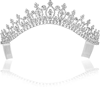 Bridal Wedding Pageant Princess Tiara Crown - Clear Crystals Silver Plating T208