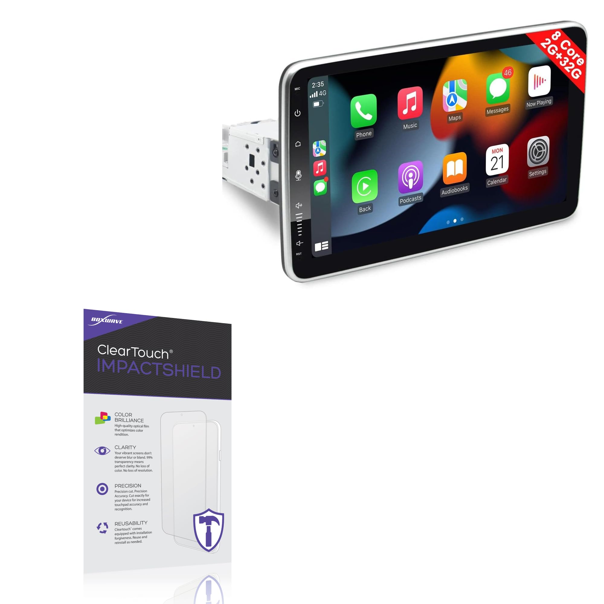 BoxWave Screen Protector Compatible With IYING Android Single Sin Car Stereo (10.1 in) - ClearTouch ImpactShield (2-Pack), Impenetrable Screen Protector Flexible Film