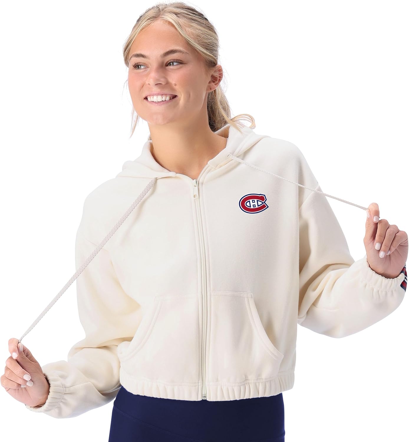 CERTO NHL Women's Fleece Zip-Up Hoodie Jacket, Soft Full-Zip Sweatshirt, Warm Athletic Outerwear, Licensed College Apparel