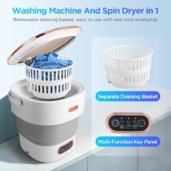Mini Washing Machine 13 L, Portable Washing Machine with Spinner, Travel Washing Machine with 3 Modes, Mobile Washing Machine, Camping Washing Machine for Underwear, Baby Clothes