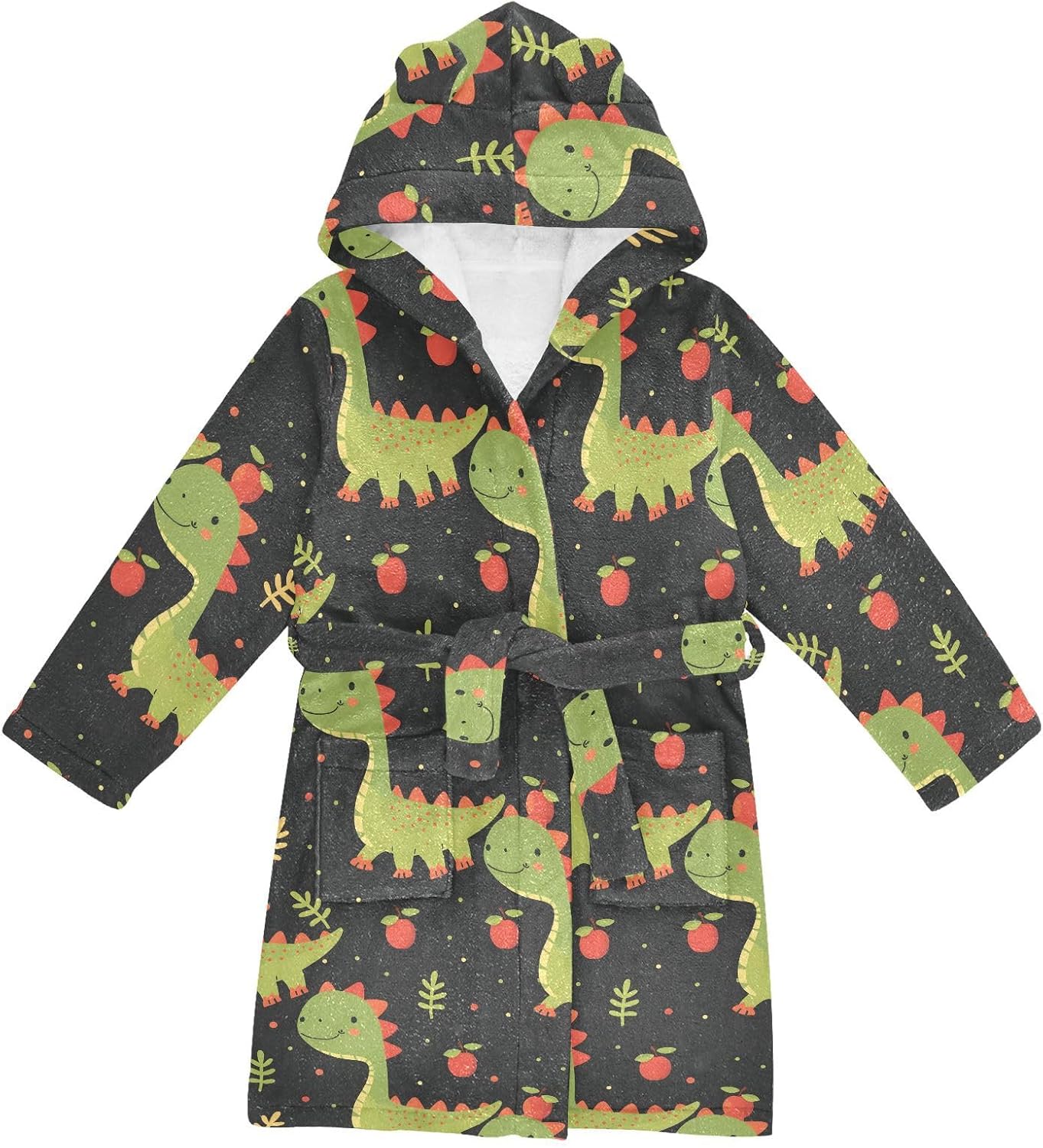 senya Dinosaur Fruit Toddler Hooded Bathrobe Kids Soft Plush Bath Towel Robes for Boys Girls 2-12 Years