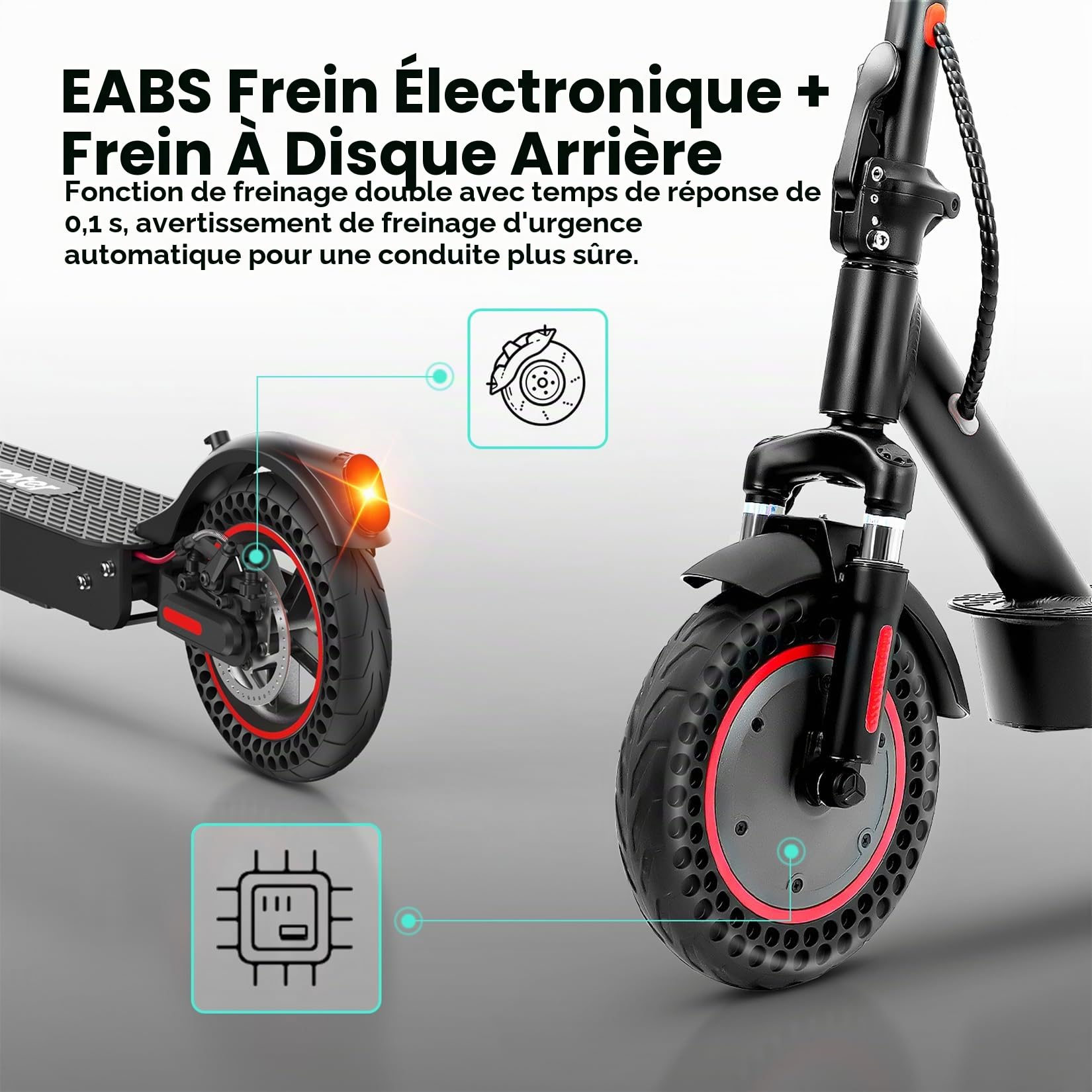 8,5" Trottinette électrique Pliable, Autonomie 20-30 km, 350W Moteur, Max 25 km/h, Charge 100 kg, Double freinage, Déplacements Quotidiens