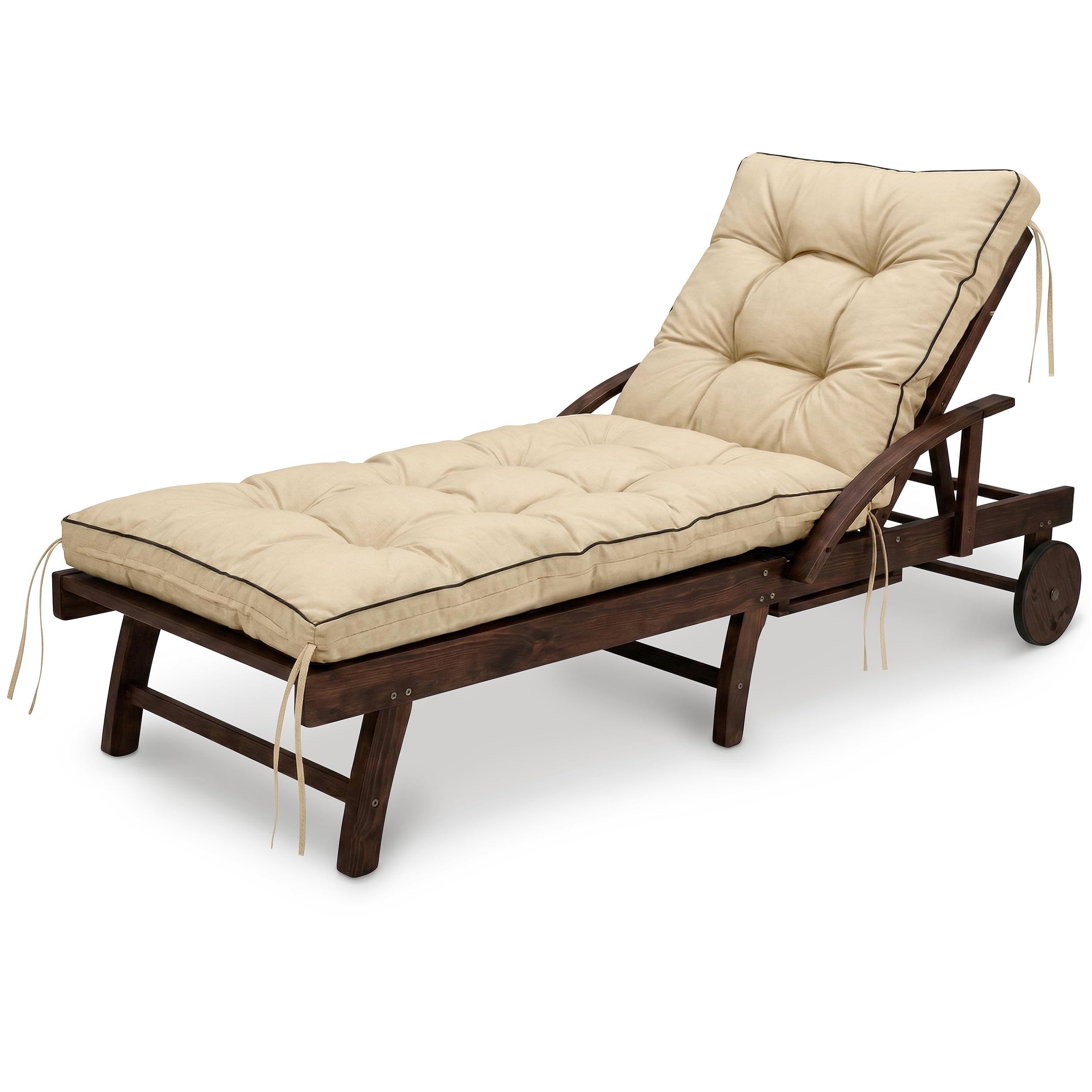 Spatium Sun Lounger Cushion Garden Outdoor Waterproof Breathable Quilted Lounger Furniture Patio Comfortable Durable Rechargeable 200 x 50 cm Beige