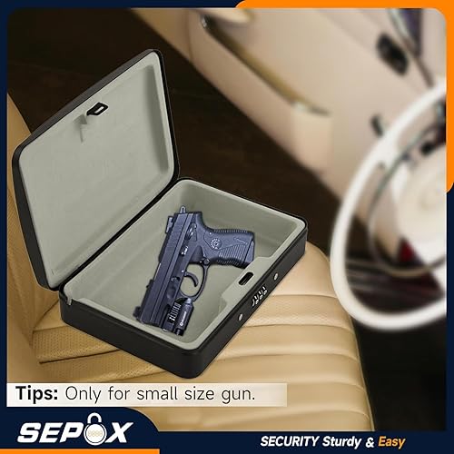 Miniatura 9 de SEPOX Caja fuerte portable, de acero, con candado incorporado, para exteriores, para armas de mano, objetos pequeños, con candado con combinación