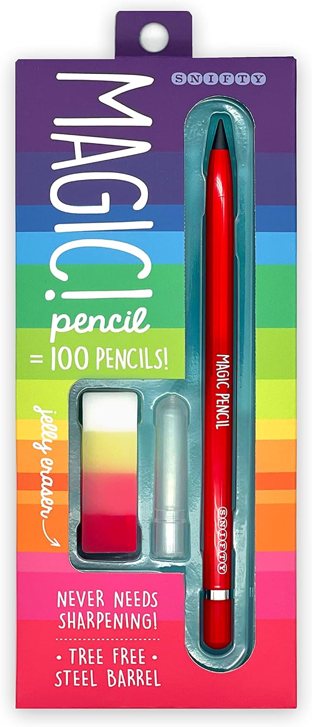 SNIFTY Magic Pencil - Lápiz de grafito comprimido rojo con borrador