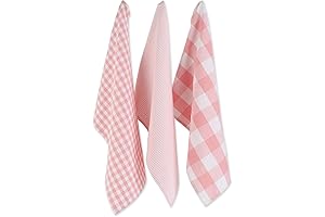 DII Pink Gingham Check Kitchen Dishtowel Set