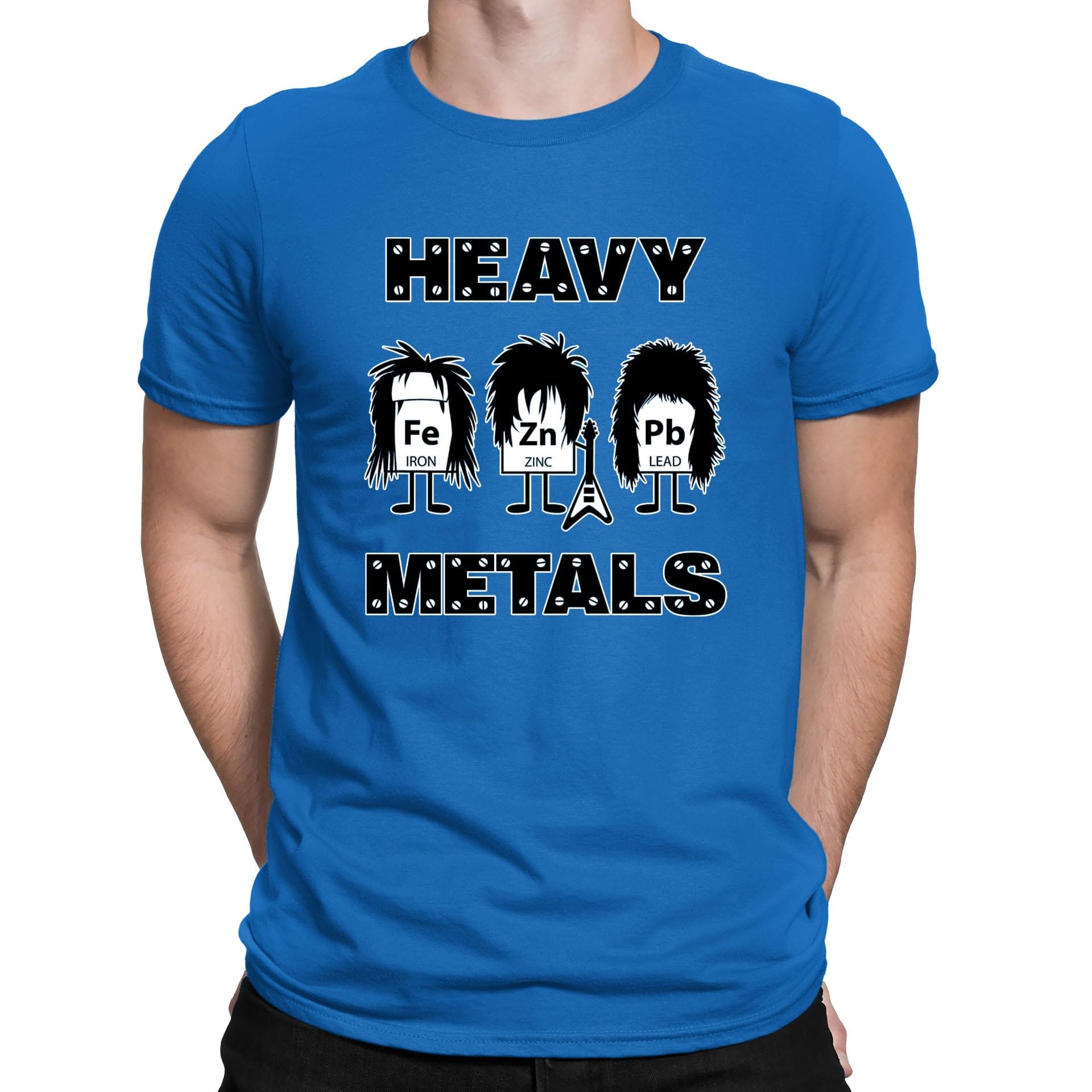Heavy Metals Science Funny Headbang Geek Symbols Mens T-Shirt Royal Blue (XL)
