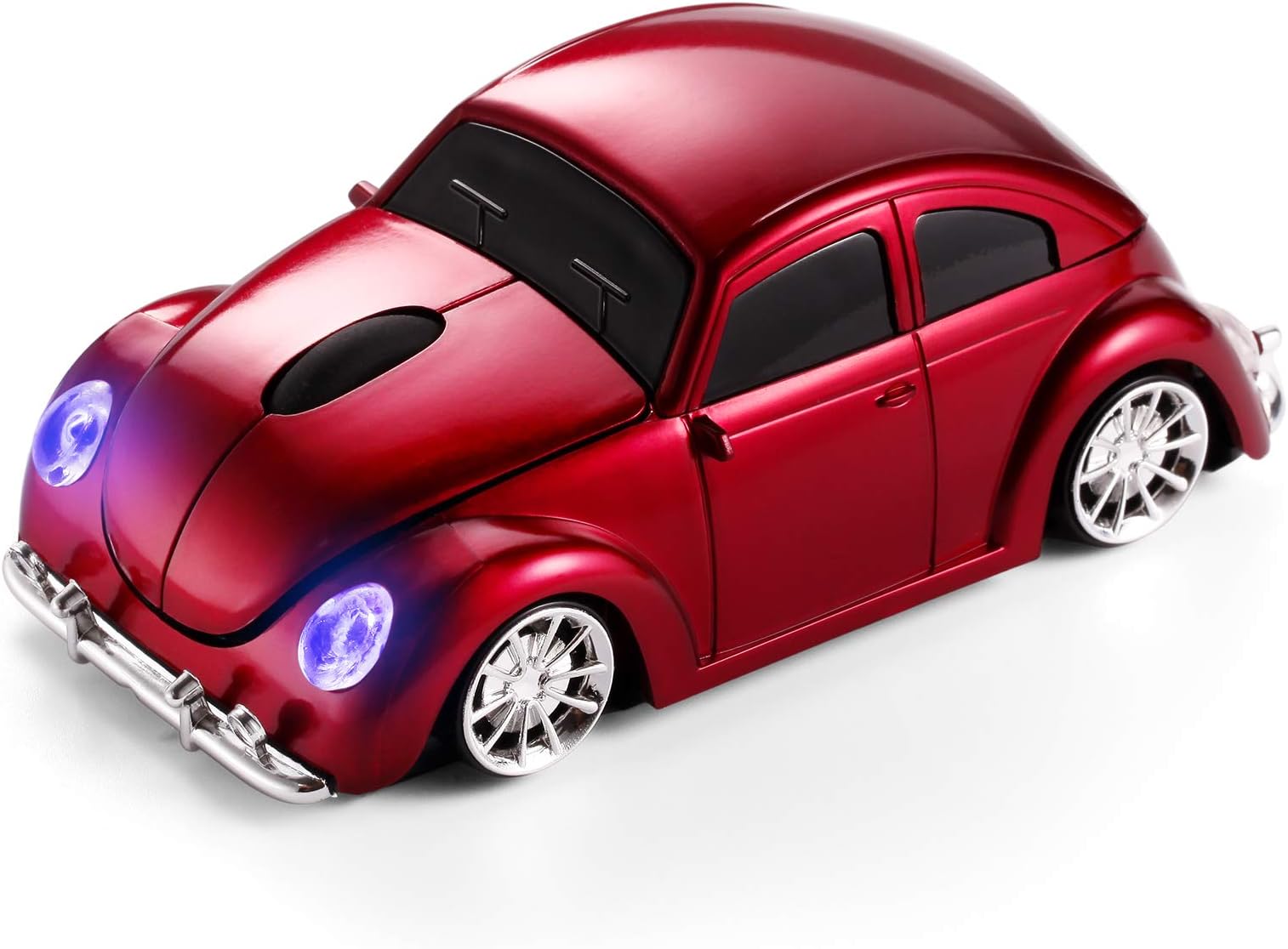 Classic Car Shaped Mouse [Updated] with LED Headlights, 1600 DPI, 2.4Ghz Wireless Computer Mouse, Comfortable for Every Use, Red