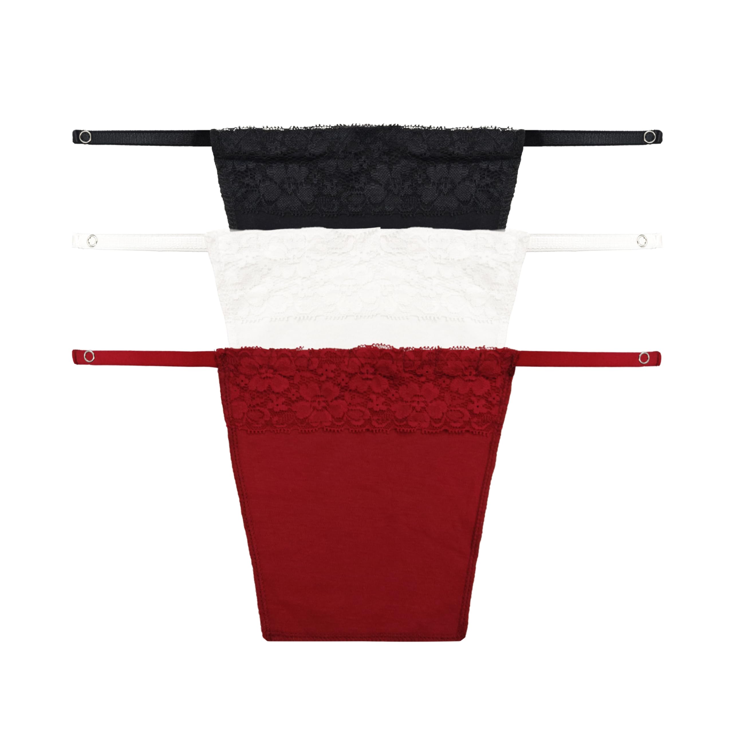 GLAMORAS Cotton Clip On Camisole for Women Mock Lace | Deep Neck Cleavage Cover Up Inner Cami Secret Slip for Women | Free Size - Set of 3