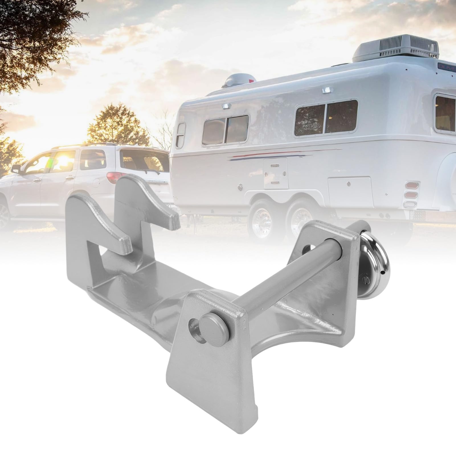Cryfokt Cerradura de Enganche de Remolque, Grado Profesional, Ajustable, 2 Pines para Transportadores de Ganado, Material de Acero Inoxidable (Silver)
