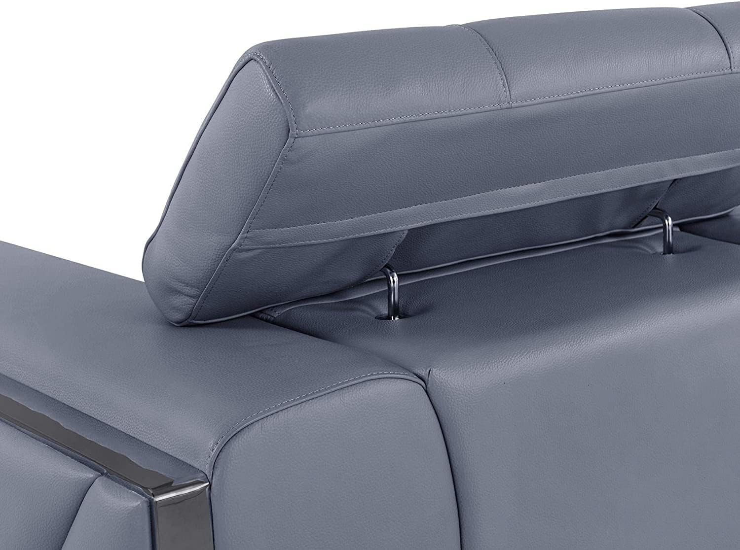 BlackJack Furniture Gianni Top Grain Italian Leather Chair with 9-Position Adjustable Headrests, Contemporary Geometric Pattern, Chrome Hardware & Durable Hardwood Frame, Pigeon Blue