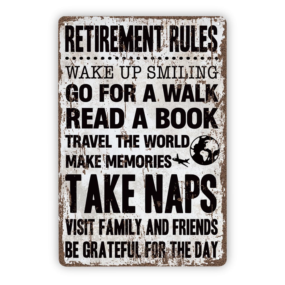 Retirement Rules Retiree Room Tin Sign, 11.8x7.9in
