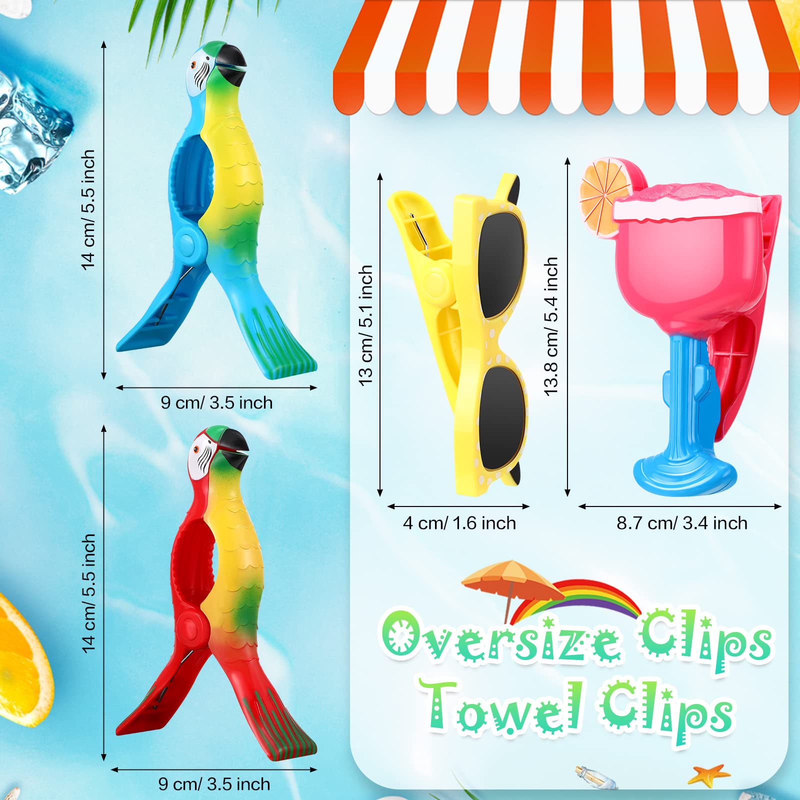 Honoson Strandtuch-Clips, 12 Stück – Bunt, Aus Kunststoff, Für Handtücher Am Strand Oder Pool