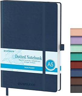 Bullet Dotted Journal Hardcover Notebook, A5 140 Pages 120Gsm Paper for Journaling,Note Taking,Diary,5.7''*8.3'',Navy
