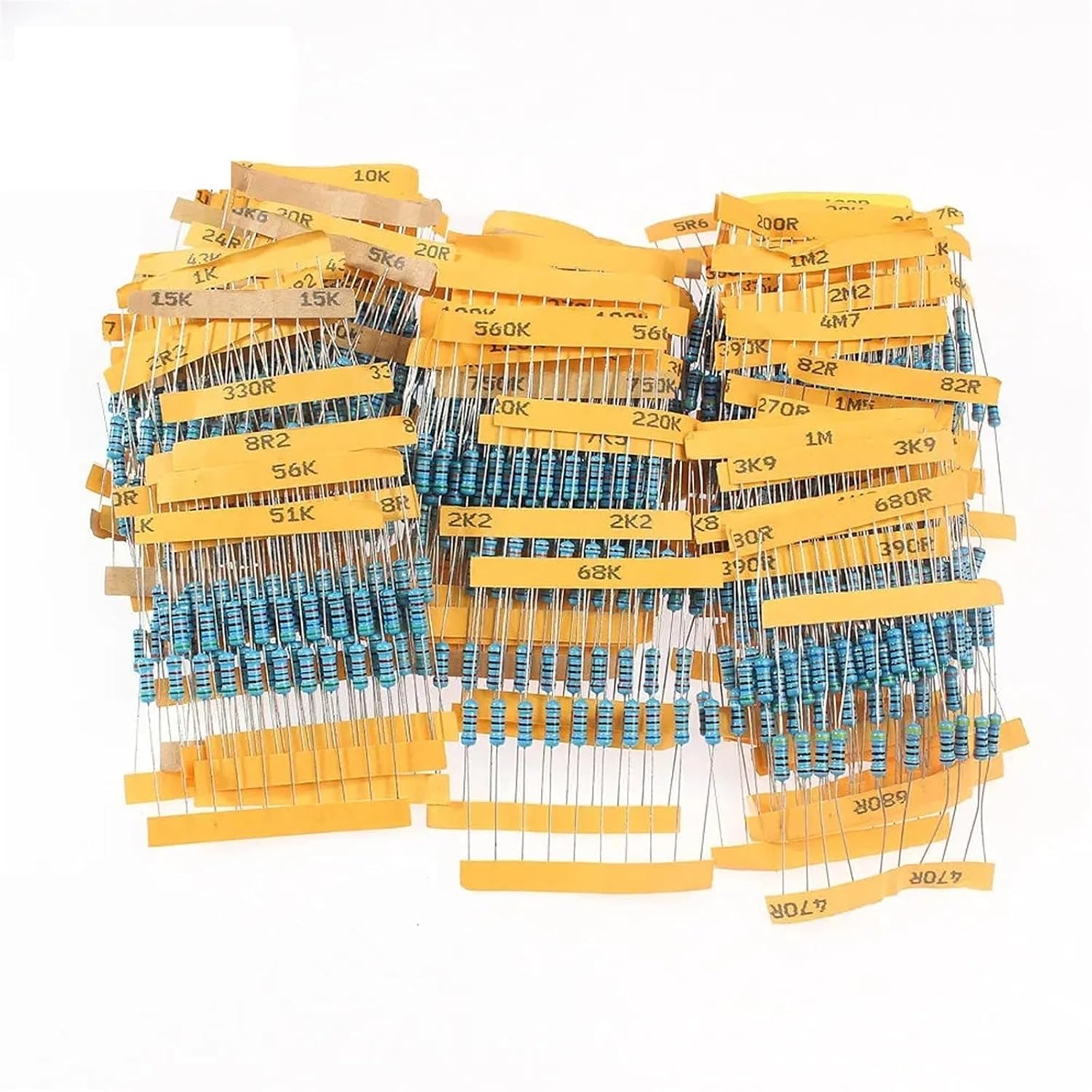 0.5W Resistor Set 1/2W Metal Film Resistor Assorted Kit 0.1 ohm~10M ohm 1% Color Ring Resistance 110 Kinds*10pcs=1100PCS