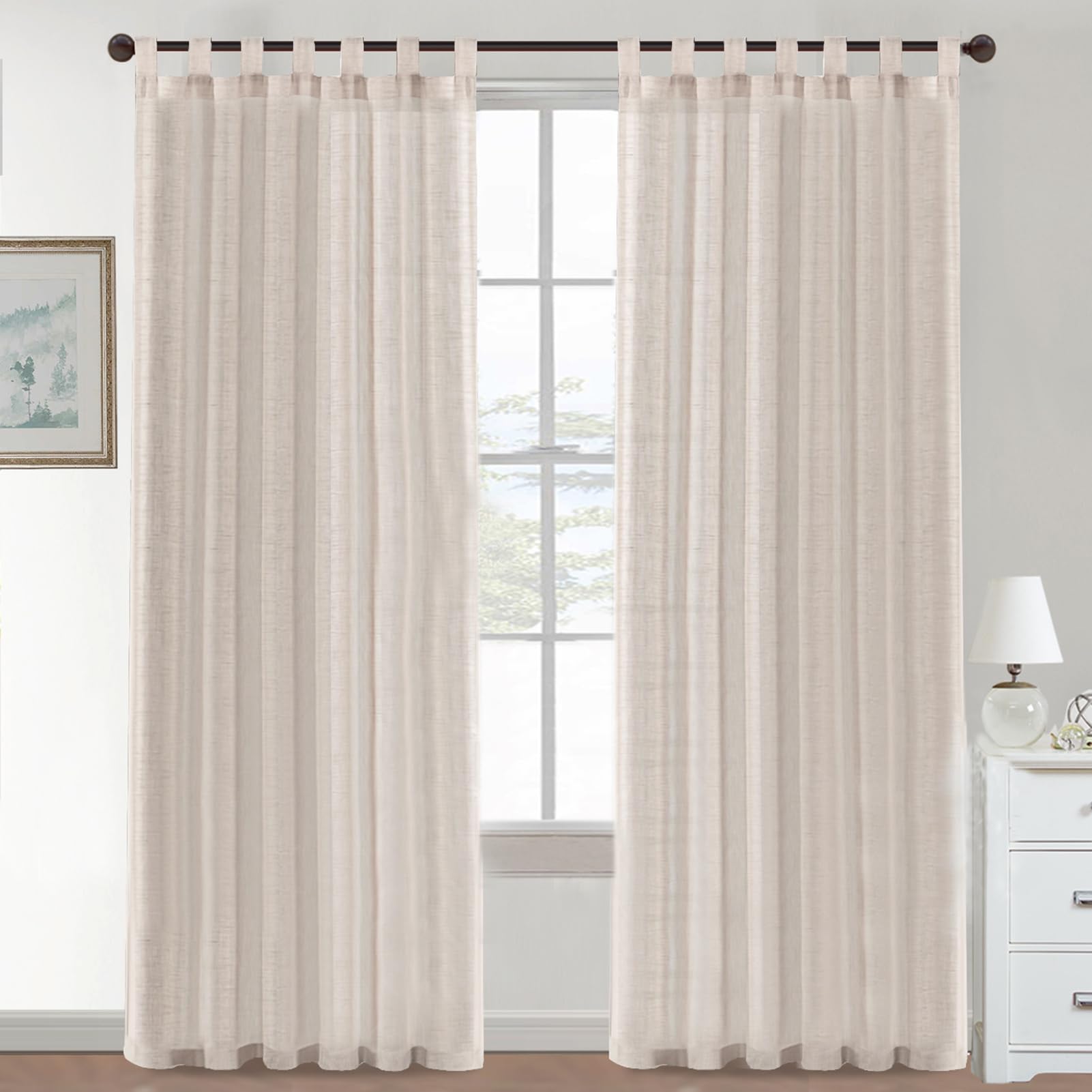 Rideaux semi-transparents effet lin lot de 2 pièces dimensions 52 x 84 pouces pour la chambre