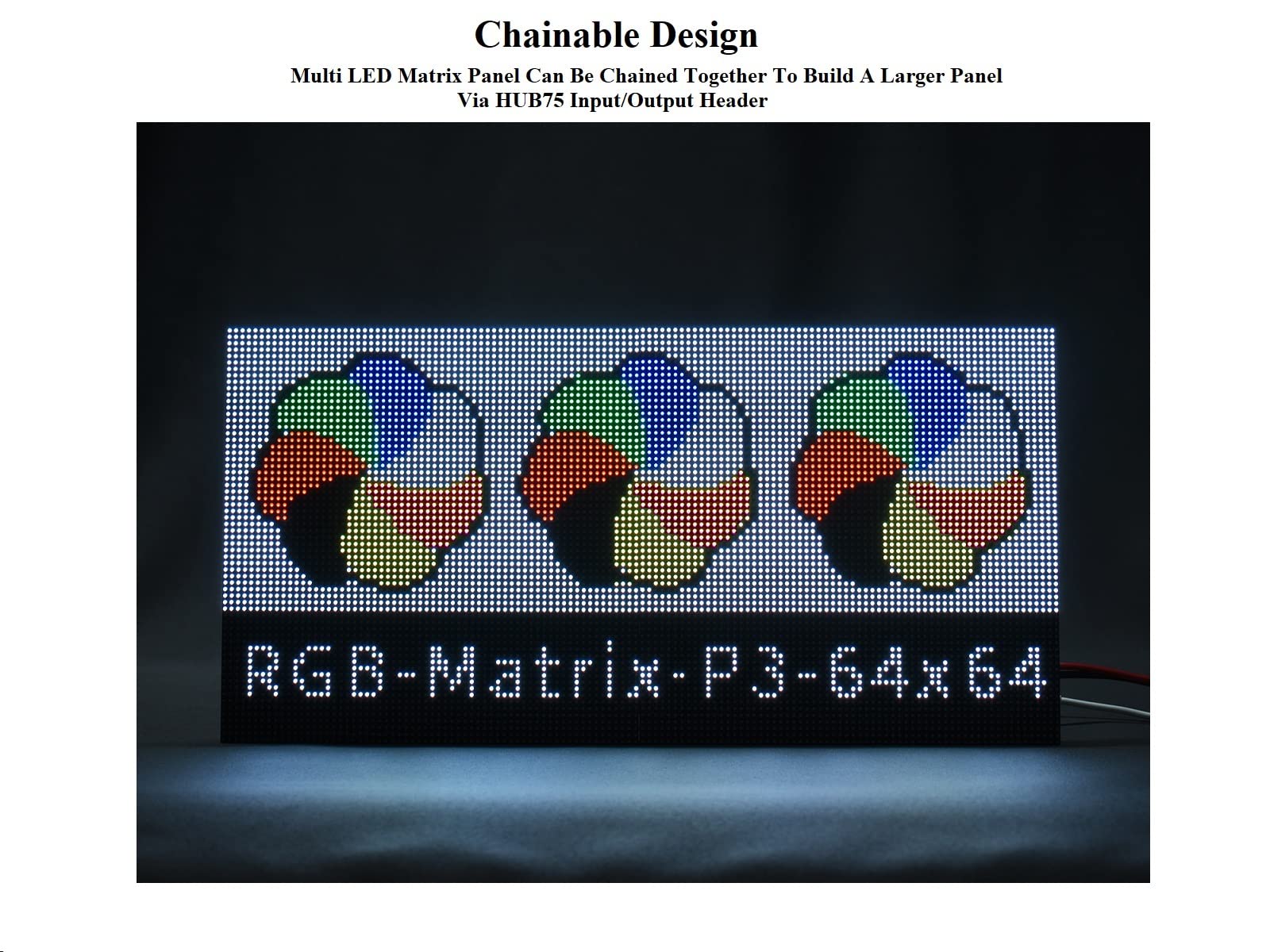 Waveshare RGB Full-Color LED Matrix Panel Display 64×64 Pixels 3mm Pitch LED Screen for Raspberry Pi, Arduino,4096 Individual RGB LEDs