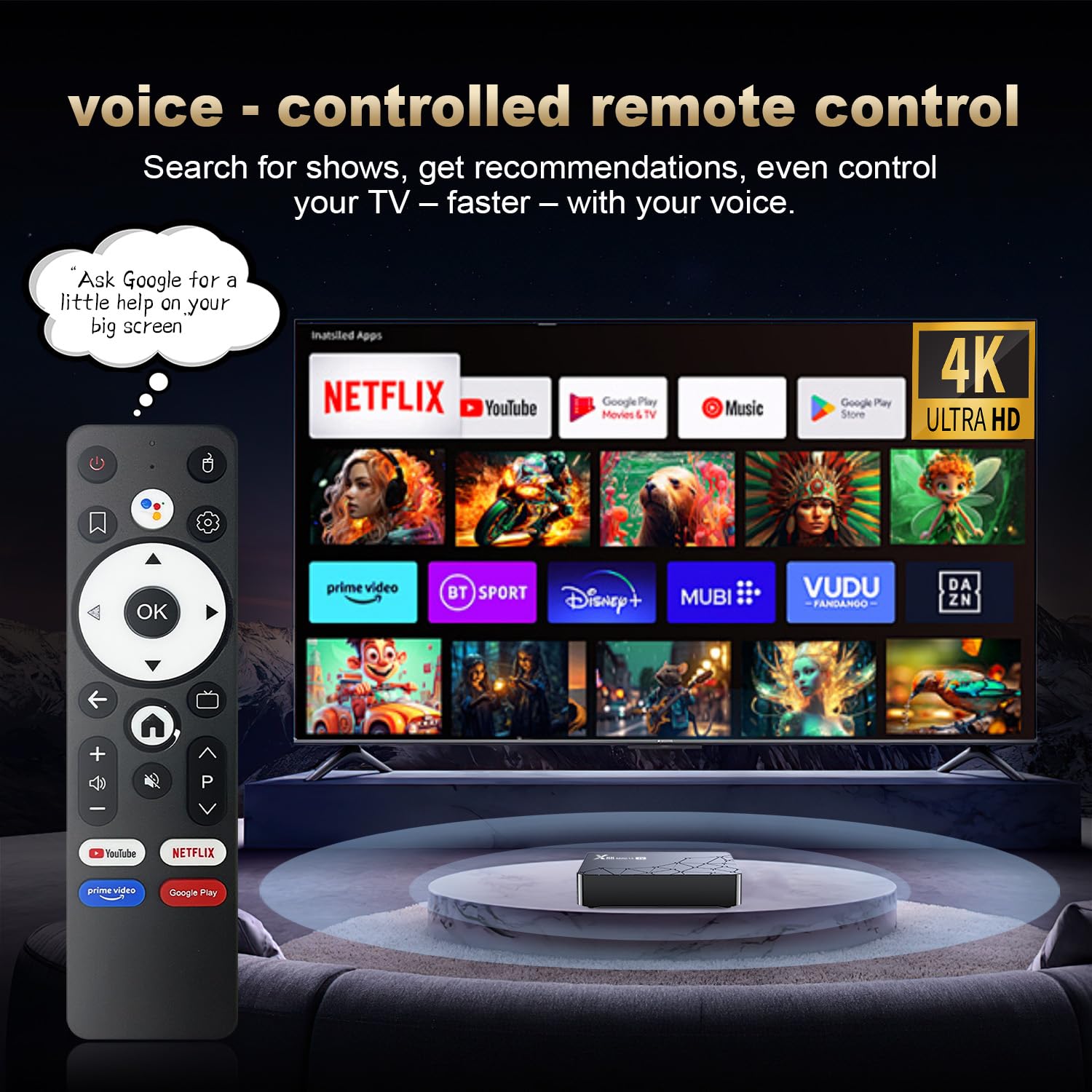 Android TV Box, RK3518mini Android Box 14.0 mit RAM 2G ROM 32G WiFi6 Enternet 10/100M Bluetooth 5.0 USB3.0 Unterstützt 3D HD 8K TV Box