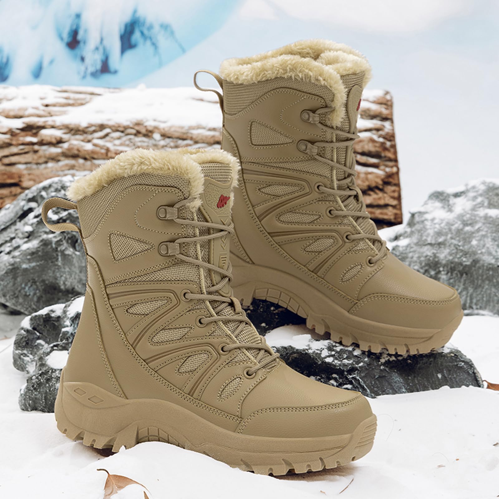 Onewus Męskie zimowe buty trekkingowe, ciepła podszewka z polaru i antypoślizgowa podeszwa, na śnieg, na co dzień i na wycieczki trekkingowe
