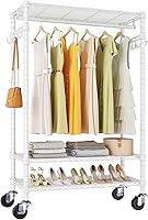 VIPEK R3 Heavy Duty Rolling Clothing Rack with Shelves, Side Hooks & Lockable Wheels - Portable Freestanding Garment Rack, White, 374 lbs Capacity