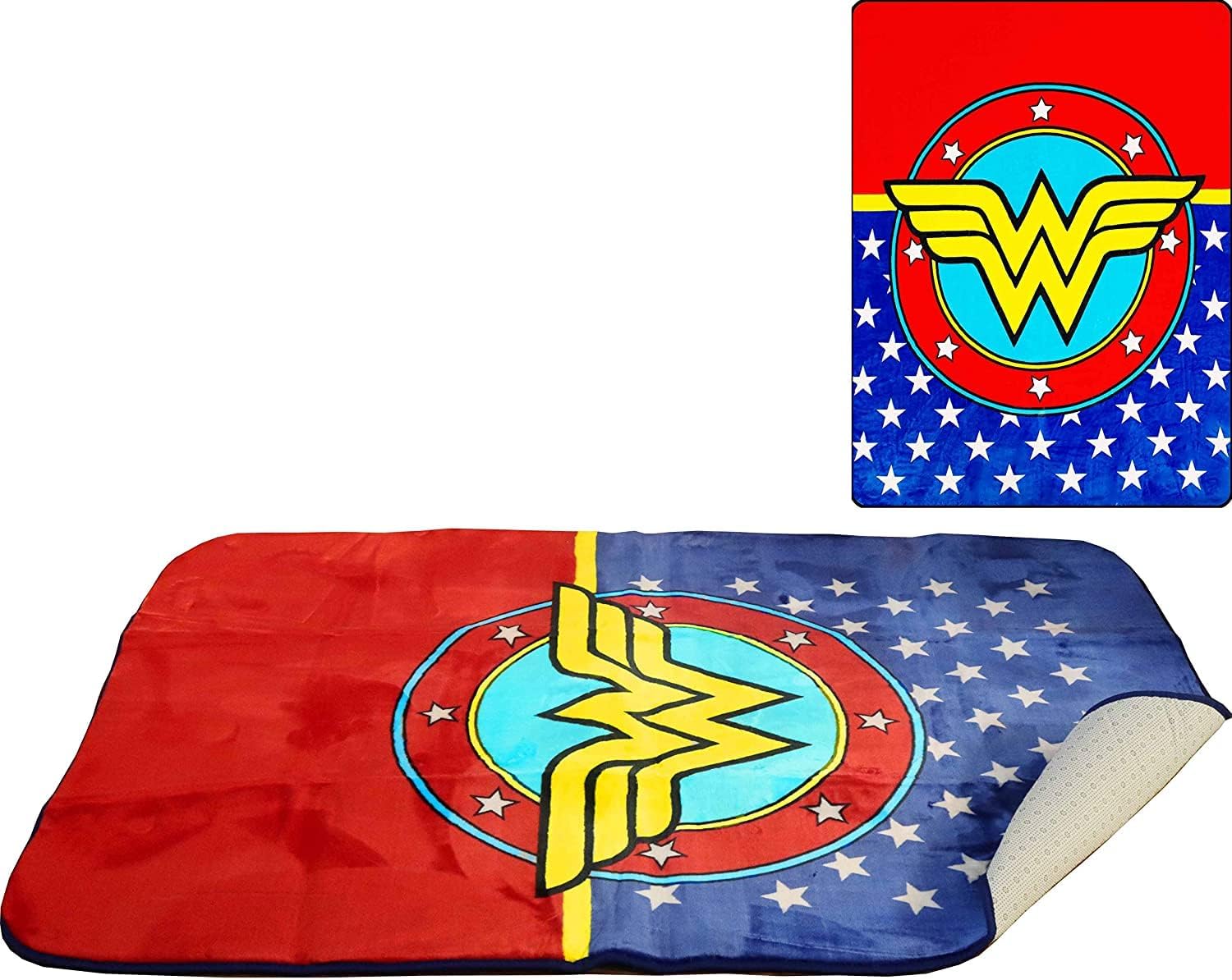 JPI DC Comics Wonder Woman Logo Rug 48'' x 72'' - Officially Licensed - Super Soft & Thick Surface - Anti-Slip for hard surface floor - 100% Polyester