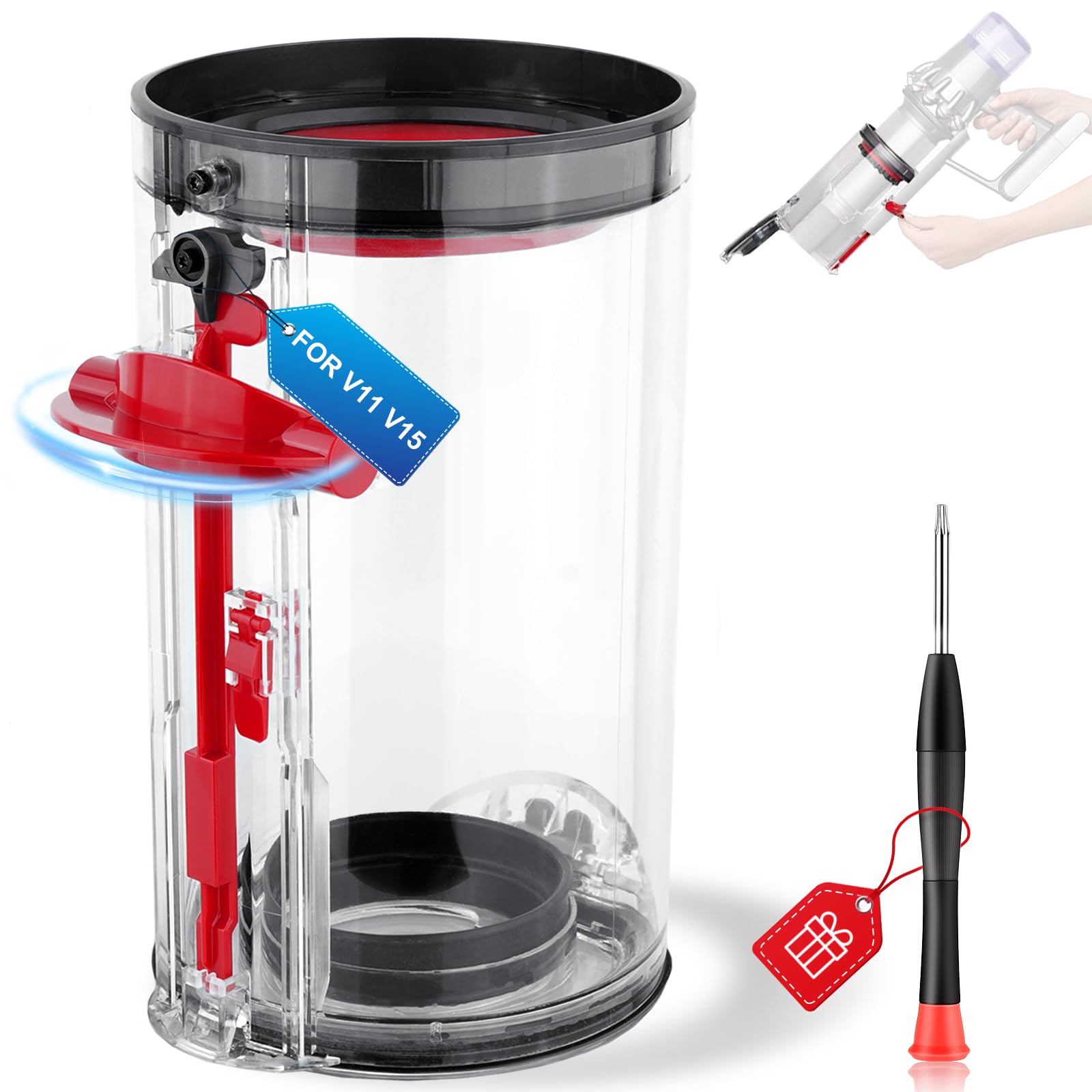 YTCHYYSK Upgraded Dust Bin Replacement Compatible with Dyson Vacuum V11 V15 SV14 SV15 SV22 Cleaner Canister, Vacuum Bin Replacement Part no. 970050-01 and Part no. 965443-01
