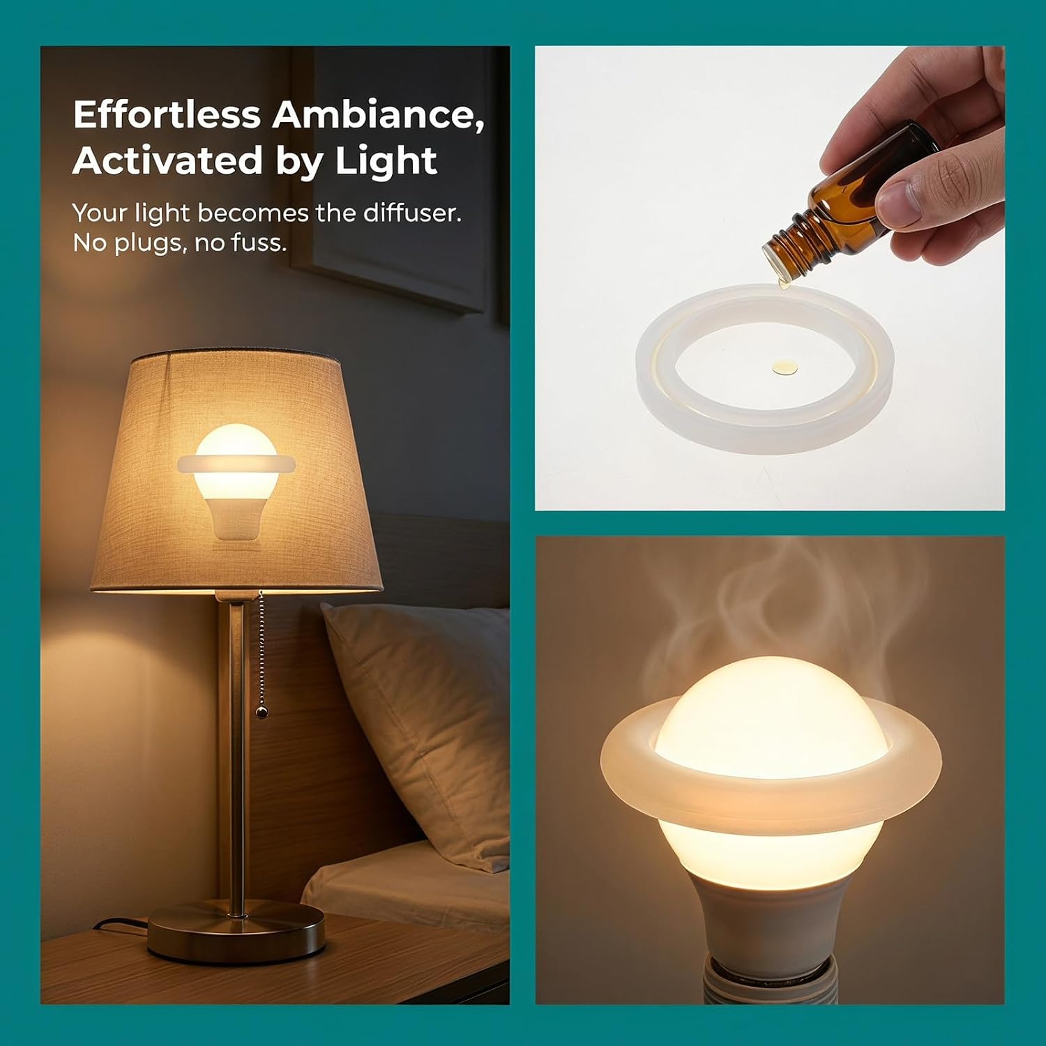 Lurrose Light Bulb Fragrance Rings, 2pcs White Silicone Aroma Diffusers