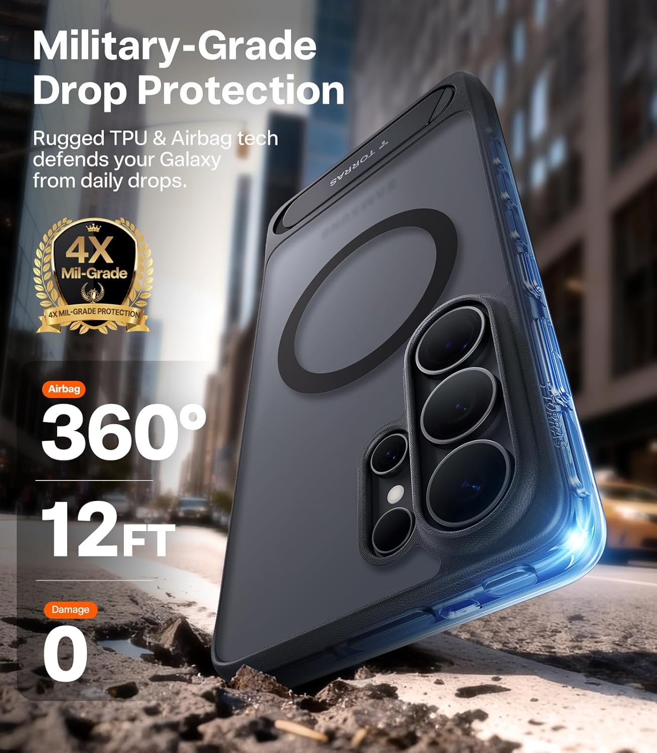 TORRAS Strong Magnetic & Seamless Stand for Samsung Galaxy S26 Ultra Case, Fit for MagSafe, Mil-Grade Drop Protection, Kickstand for Samsung Galaxy S26 Ultra Case, Translucent Back/Black Edge