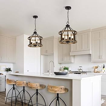 4-Light Farmhouse Chandelier, 12.5 Inch Rustic Black and