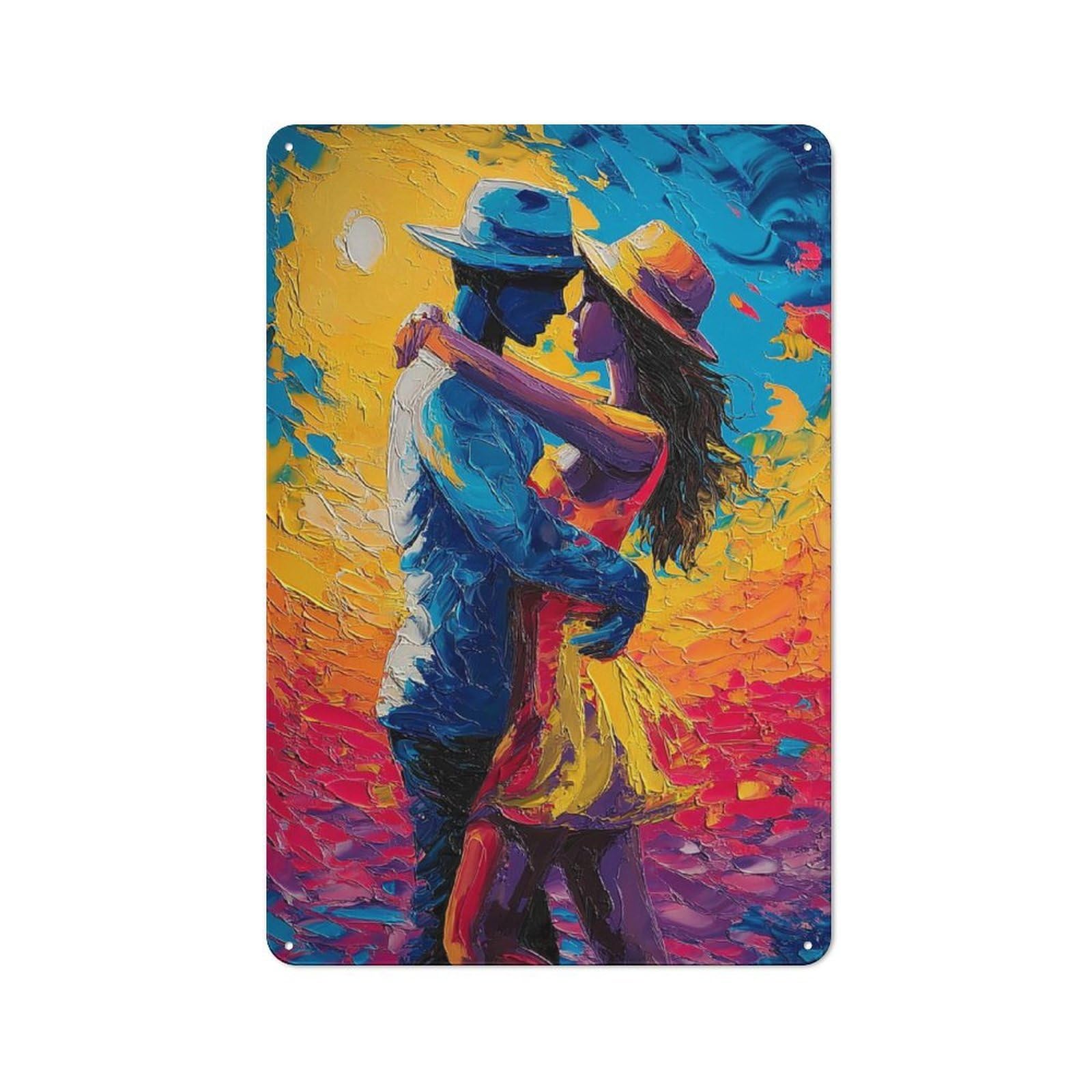 Junmoney Colorful Kiss Artistic Embrace -3 Tin Sign 30X20cm For Workshop Wall, Retro Wall Decor, Suited To Metal Sign Collectors