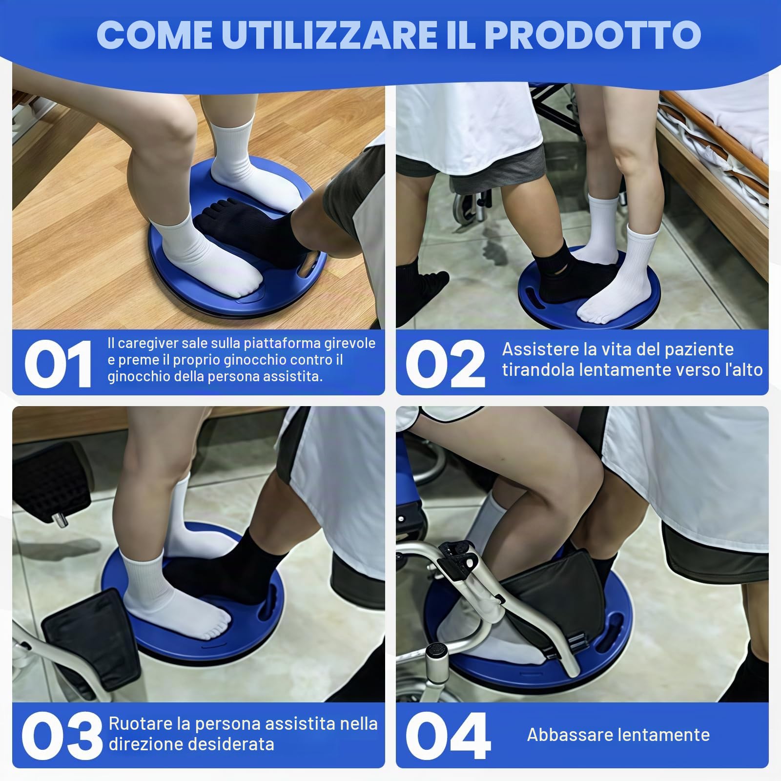 Tavola di Trasferimento Rotante, Disco Girevole Antiscivolo Trasferimento Del Paziente Dalla Sedia A Rotelle Al Letto, Bagno, Toilette E Auto, Piastra Di Trasferimento Girevole A 360°