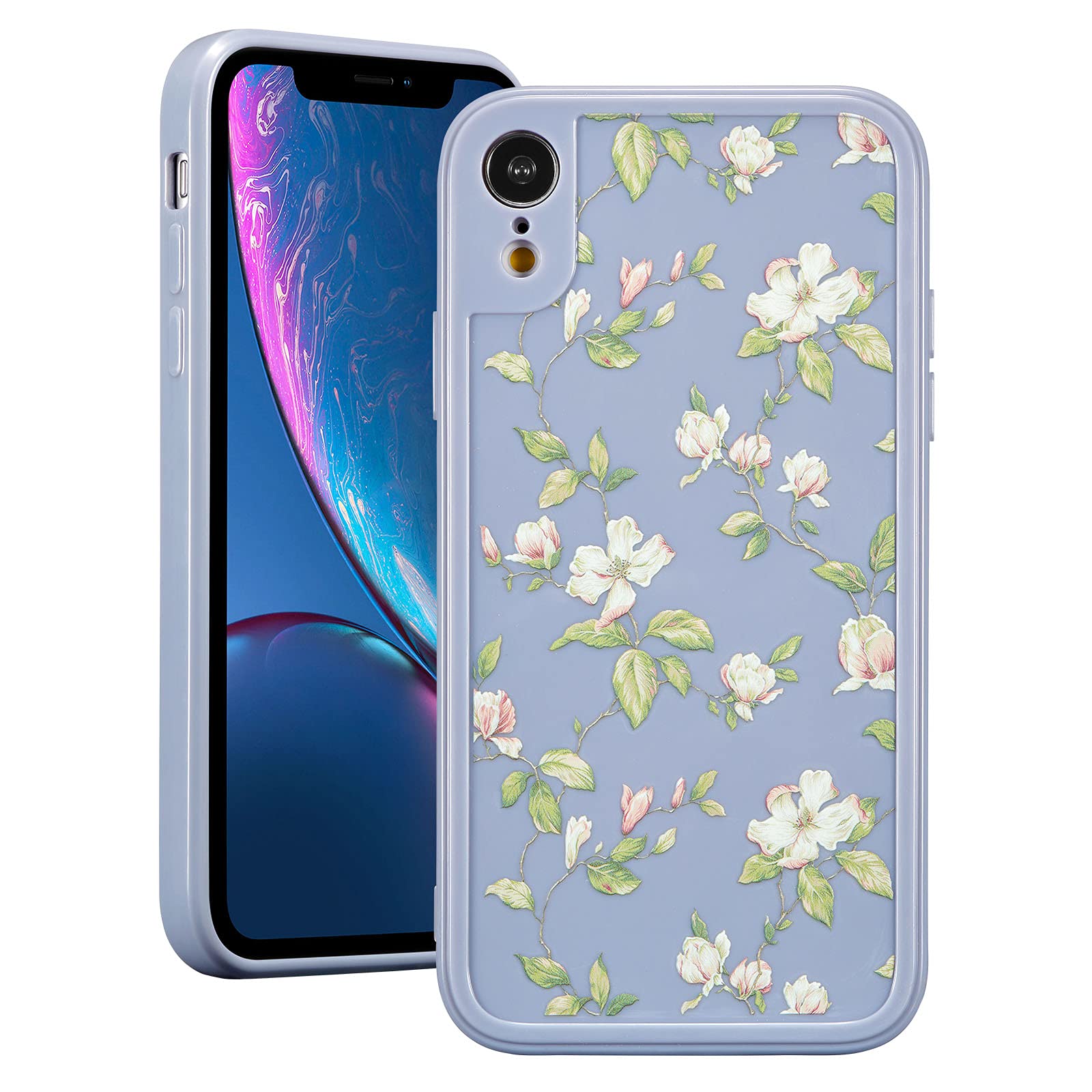 ZTOFERA Compatibile con iPhone XR, custodia protettiva antiurto in silicone per iPhone XR, motivo floreale con motivo floreale