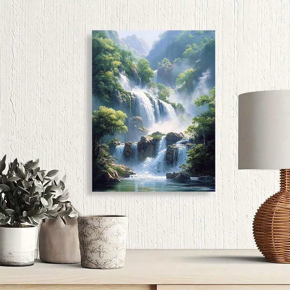 1 lienzo decorativo para pared, estampado con temática de cascada majestuosa, para decoración de sala de estar, dormitorio, oficina y baño (60x90cm/sin marco).