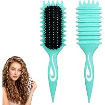 Curling Brush for Defined Curls Curly Hair Brush for Detangling Shaping and Separating Styling Brush for Natural Curls and Waves Hair Brush for Daily Curl Care Green