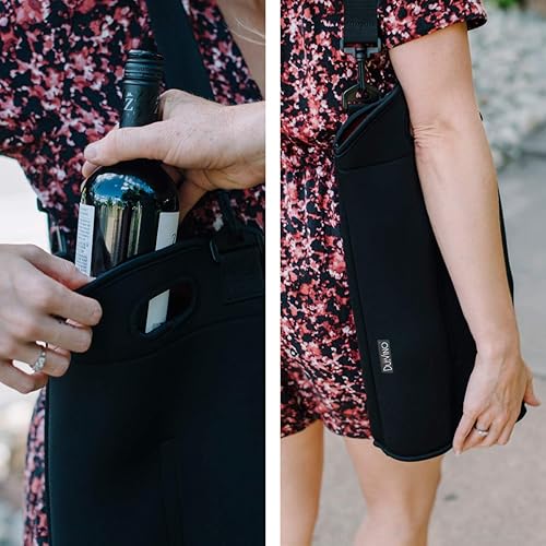 Miniatura 6 de Bolsa de viaje para 2 botellas, bolsa de viaje de neopreno aislante grueso, expandible, 2 botellas, diseño más alto, cierre de cremallera sobre